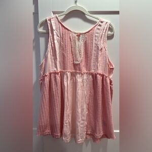 NWOT POL Pink Lace Detail tank top tie back